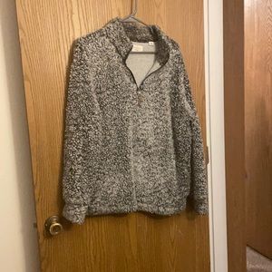 black and grey sherpa